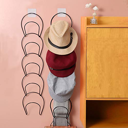 HiGift Cap Rack Hat Organizer - 8 Ring Hanging Baseball Cap Organizer Holder Hat Hanger, Hats Scarfs Rack, Multifunctional Door/Wall/Closet Mounted Racks