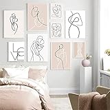Abstract Line Figure Canvas Painting Modern Minimalist Minimalist Picture Wall Art Home Decor Poster and Print for Living Room (K,40x60cm(16x24inch) No Frame)