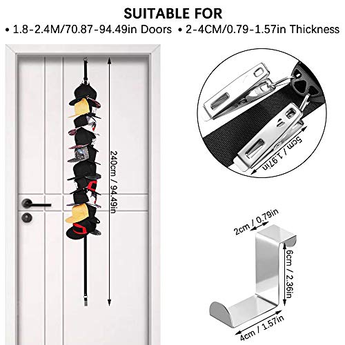 QUMENEY Cap Houder Rack, Baseball Cap Organizer Hanger voor thuis en op reis, Closet Cap Rack met 20 haken over de deur… - Image 3