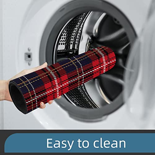 Lorvies Tartan Plaid Red Navy Blue Pattern Indoor Door Mat, Non-Slip Absorbent Doormat Inside Floor Mats Area Rug For Entryway, Machine Washable Entrance Rug Outdoor 20X47 #TOP6