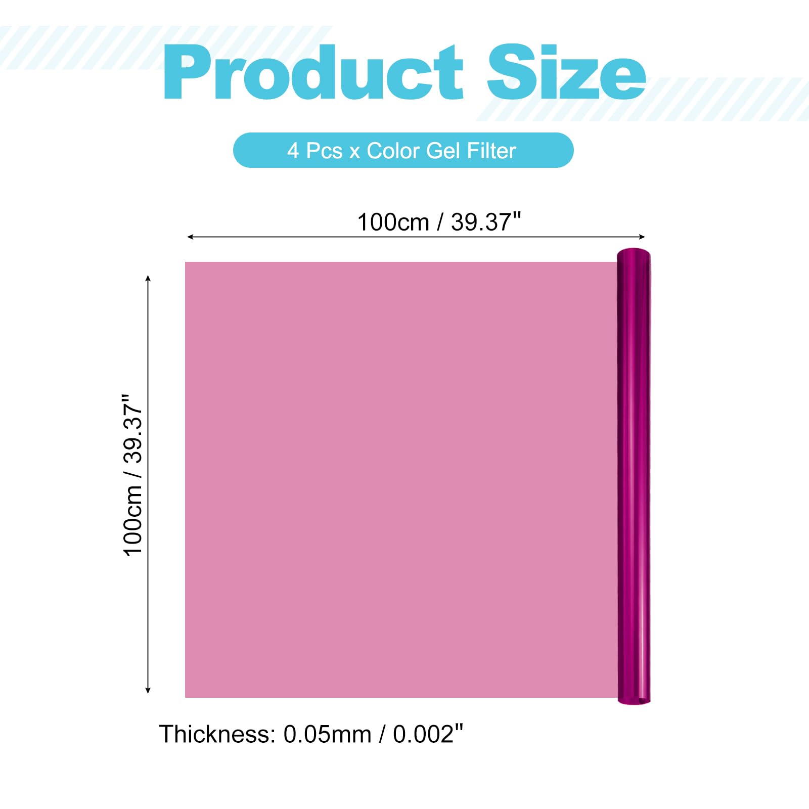 QUARKZMAN 4Pcs Papier Vitrail Rose, 100x100cm Filtre à Gel pour Éclairage Feuille de Correction des Couleurs pour Éclairage Rouge de Studio Photo