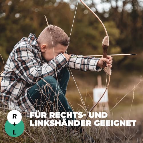 Abowllon® Pfeil und Bogen Kinder Sportgerät Set 15 Pfeile mit Gummispitze, Köcher, Tasche & 4 Zielscheiben | Bogenschießen Kinder | Für Rechts und Linkshänder