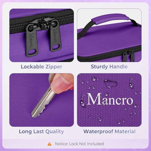 Image of Mancro Dual Layers Pill Bottle Organizer Bag, Medicine Pill Organizer Bag with Lockable Zipper, Medicine Travel Bag for Pills, Vitamins, Pill Cutters, Medical Supply for Home Storage, Purple