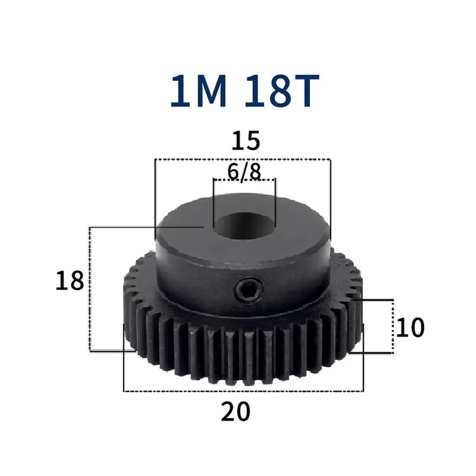 Engrenage 1M 18 dents, alésage de crémaillère 8 mm, environ 45#, acier, 1 à 16 pièces(5pcs 1M 18 Teeth)