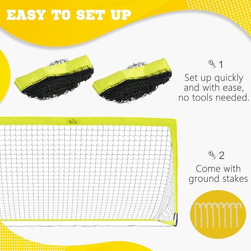 HOMCOM Two Football Goal Nets, Foldable Outdoor Sport Training Equipment, for Adults, Teens, with Carrying Bag, Yellow - Image 3