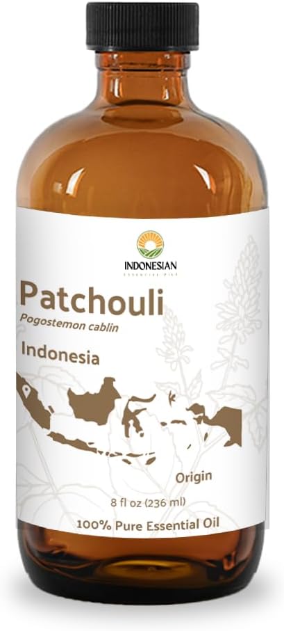 Dark Patchouli Essential Oil - Direct from Java Indonesia Natural Repellent Aceite de Pachuli - Aromatherapy and Premium Therapeutic Grade - Ideal for Body & Candle-Making (8oz)