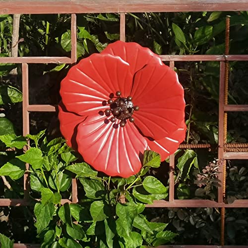 Topia Red Flowers Wall Decor Metal Poppy Flower Wall Art Red Poppy Flower Wall Art Poppy Flower Decors For Living Room 14 Inch #TOP2