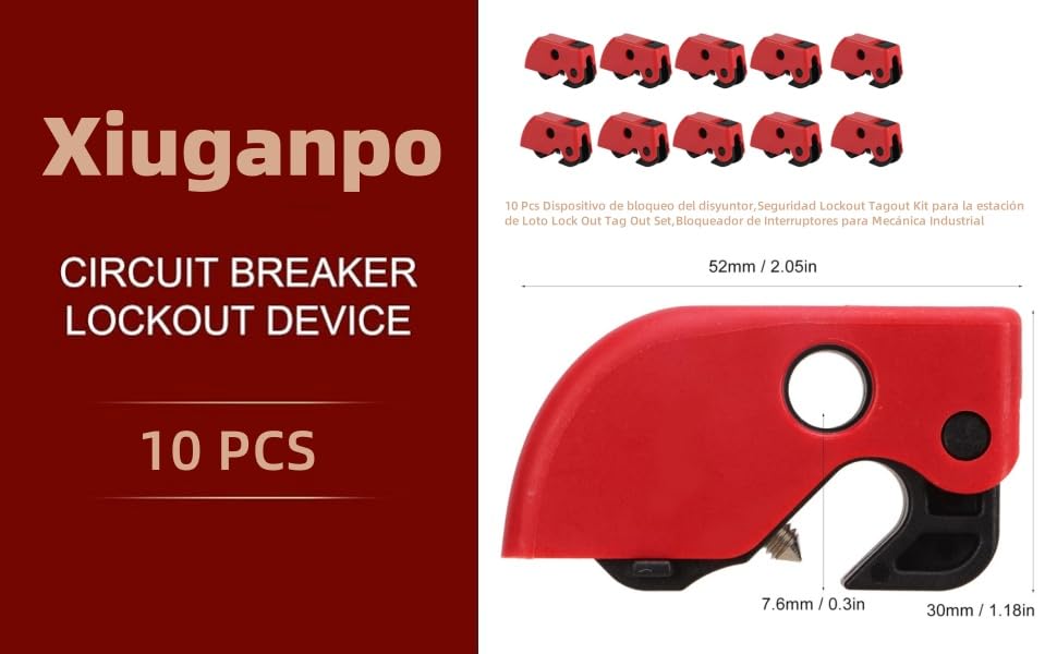 10Pcs Circuit Breaker Lockout Device, Safety Electrical Lockout Tagout Kit for Loto Station Lock Out Tag Out Set, Universal Simple Carrying Breakers Lockout for Electrical