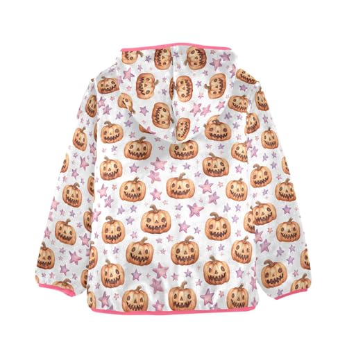 Halloween Pumpkin Toddler Fleece Jacket Baby Girls Hooded Zipper Long Sleeve Thick Warm Outerwear 3-10 Years2