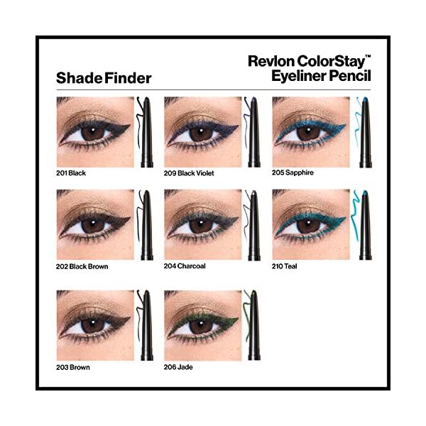REVLON-ColorStay-Pencil-Eyeliner-with-Built-in-Sharpener-Waterproof-Smudgeproof-Longwearing-Eye-Makeup-with-Ultra-Fine-Tip-201-Black-001-oz Revlon ColorStay Pencil Waterproof Eyeliner, Smudge-Proof, Eye Makeup with Built-In Sharpener, Packaging May Vary, 201 Black, 0.01 Oz