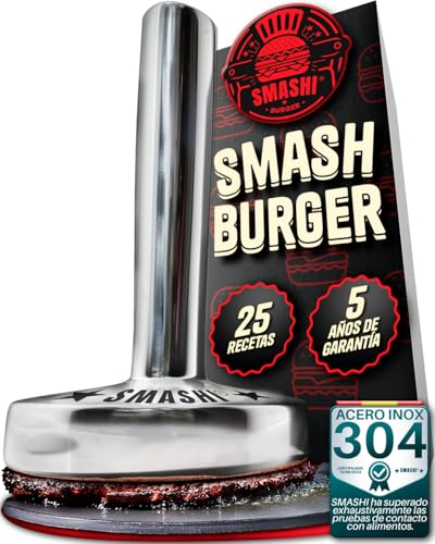 SMASHI® Smasher Martillo 700 g – Aplastador de Hamburguesas de Acero Inoxidable 304 | Prensa Hamburguesas Profesional para Smash Burger | Kit Smash Burger de Alta Precisión
