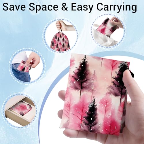 Image of Pink Pine Trees Grip Bags Winter Holiday Gymnastics Drawstring Bag for Women Gym Gymnasts