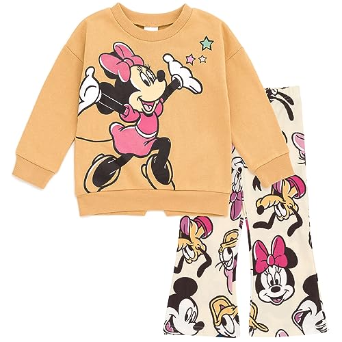 Image of Disney Minnie Mouse Girls' Fleece Sweatshirt and Flare Pant Set for Baby & Kids