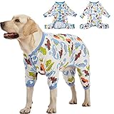 LovinPet Large Dog Pajamas, Dinosaur Print Style/UV Protection/Post Surgery/Anxiety Relief, Light Weight Big Dog Pullover/Dog Clothe/Dog Onesie/Dog Shirt Full Coverage Pitbull Types PJS/XXL