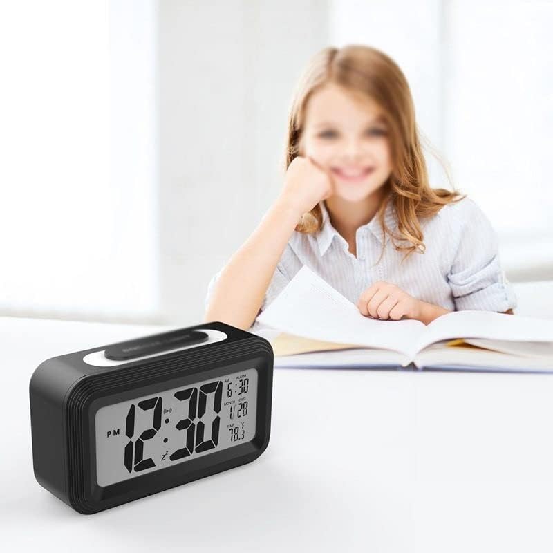 Reloj despertador digital con pantalla LCD grande electrónica con retroiluminación de repetición