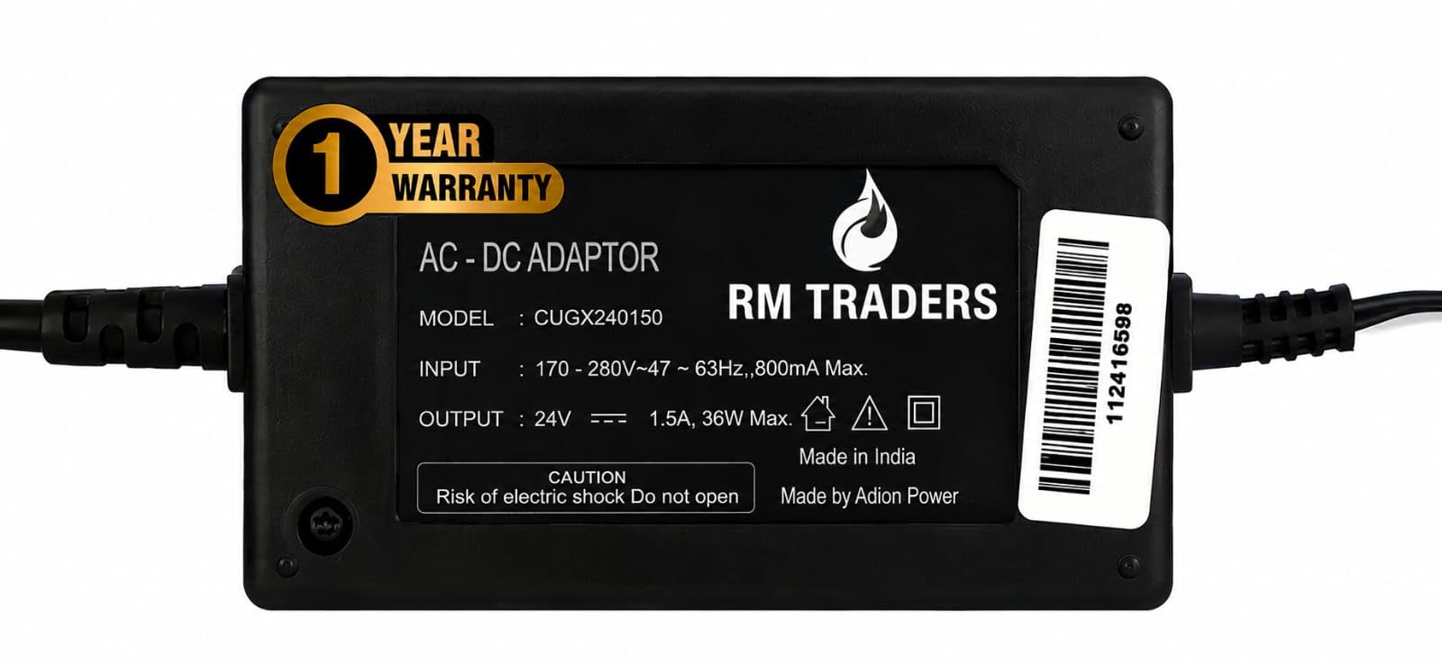 RM Traders SMPS24V 2.5A RO SMPS Power Supply Adapter | Heavy-Duty AC-DC Spare Part for All Domestic & Commercial RO, UV, UF Water Purifiers | Water-Resistant, Surge Protection, 3-Pin Plug (Black)-image-4