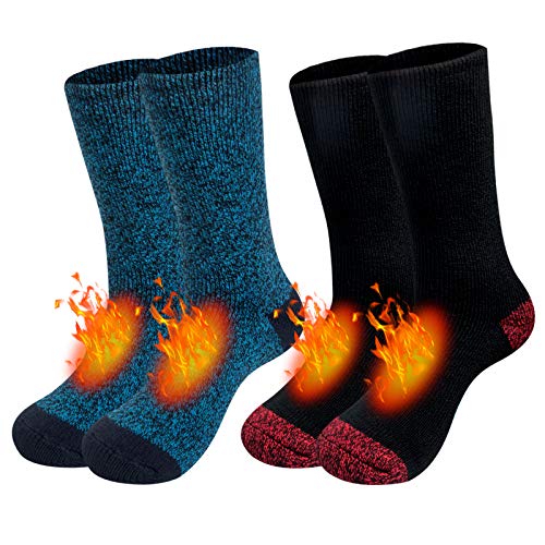 Thermal Socks for Men Thick Heated Socks Winter Cold Weather Warm Socks for Extreme Temperatures(Black Red)