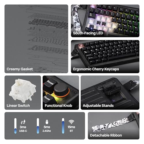 Image of MechLands CIDOO QK75 VIA Programmable 75% Compact Keyboard with KiiBoom Matcha Latte V2 Linear Mechanical Switch Set