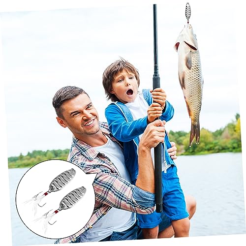 2Pcs Flat Stripe Metal Fishing with Treble Hooks Lightweight Baits for Bass Pike and Trout Portable Fishing Accessories for Anglers2