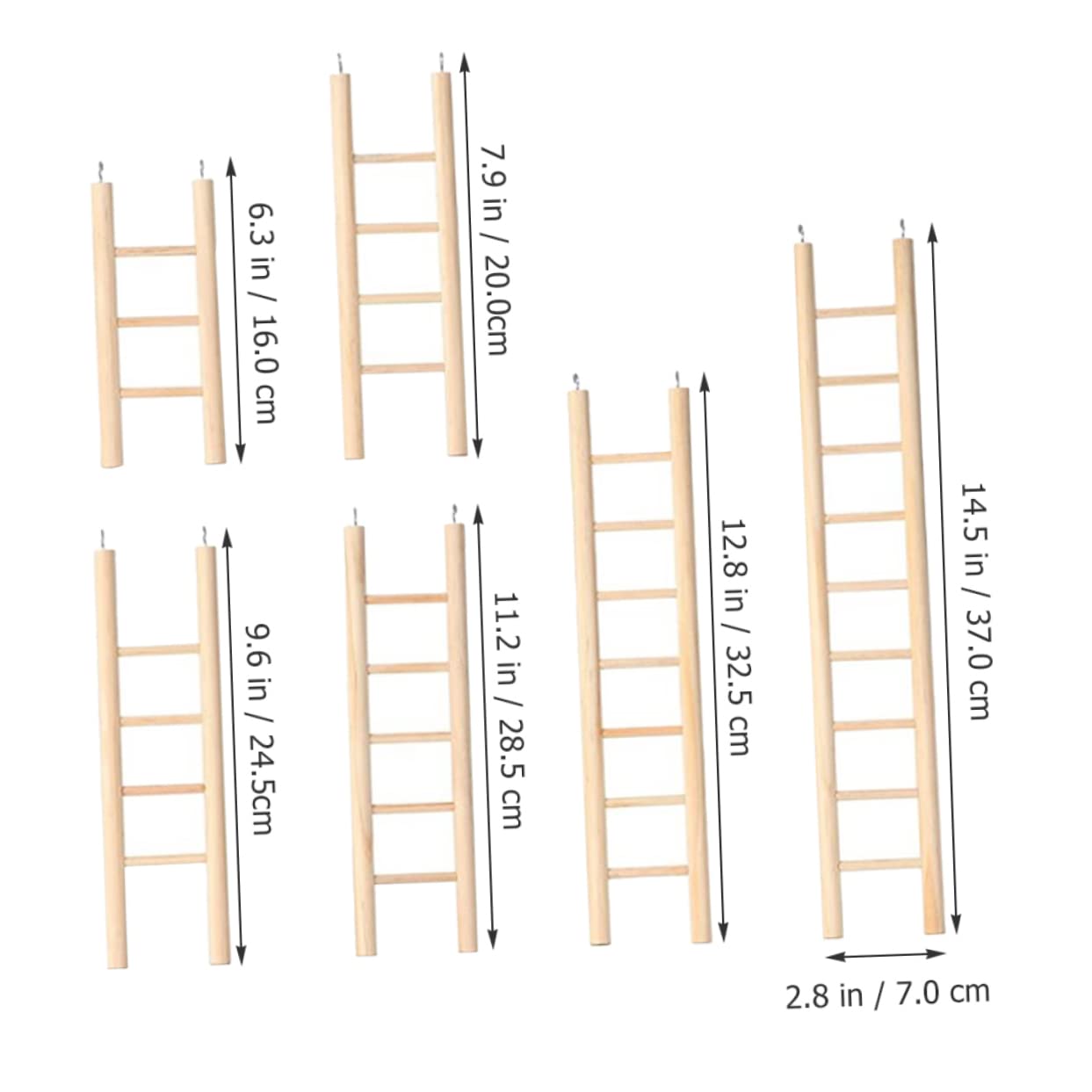BESPORTBLE 6pcs Parrot Climbing Ladder Toy Bird Ladder for Medium Large Birds Parrot Cage Safe Natural Material Activity Toy for Cage