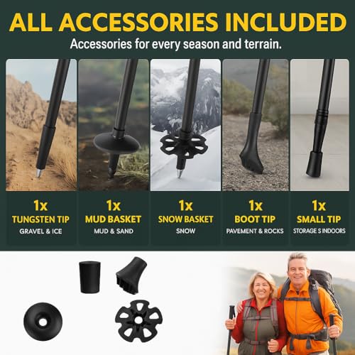 Image of Carbon Pro Trekking Poles - Ultra-Light, Durable, Adjustable Hiking Poles for Men & Women - Telescopic Walking Sticks - Includes Travel Bag & Accessories (1Pcs) (Pack-1)