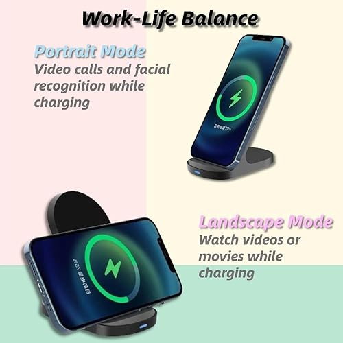 Miniatura 4 de Cargador inalámbrico rápido de 15 W, soporte de carga inalámbrico de 10 W, compatible con iPhone 14 13 12 11 Pro XR XS 8 Plus Galaxy S22 S21 S20