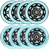 HeyZomm Inline Skate Wheels Outdoor & Indoor Inline Skate Replacement Wheels 85a Roller Hockey Wheels w/Bearings ABEC-9 & Floating Spacers, 64mm 70mm 72mm 76mm 80mm 84mm 90mm Dia, 8-Pack (80mm, Blue)