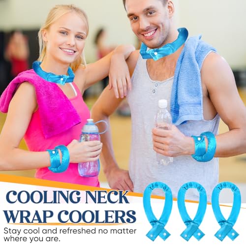 Image of Cozypower 6 Pcs Cooling Neck Wraps with Button Cooling Bandana Neck Cooler Scarf for Hot Weather Ice Neck Wrap Summer Outdoor