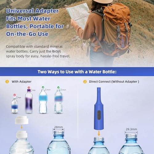 Image of Hibbent Portable Bidet for Travel, High Pressure Electric Handheld Bidet Sprayer, 350-550ML Expandable Bottle for Personal Hygiene, USB-C Rechargeable Waterproof, Travel Sprayer for Women & Men, Blue