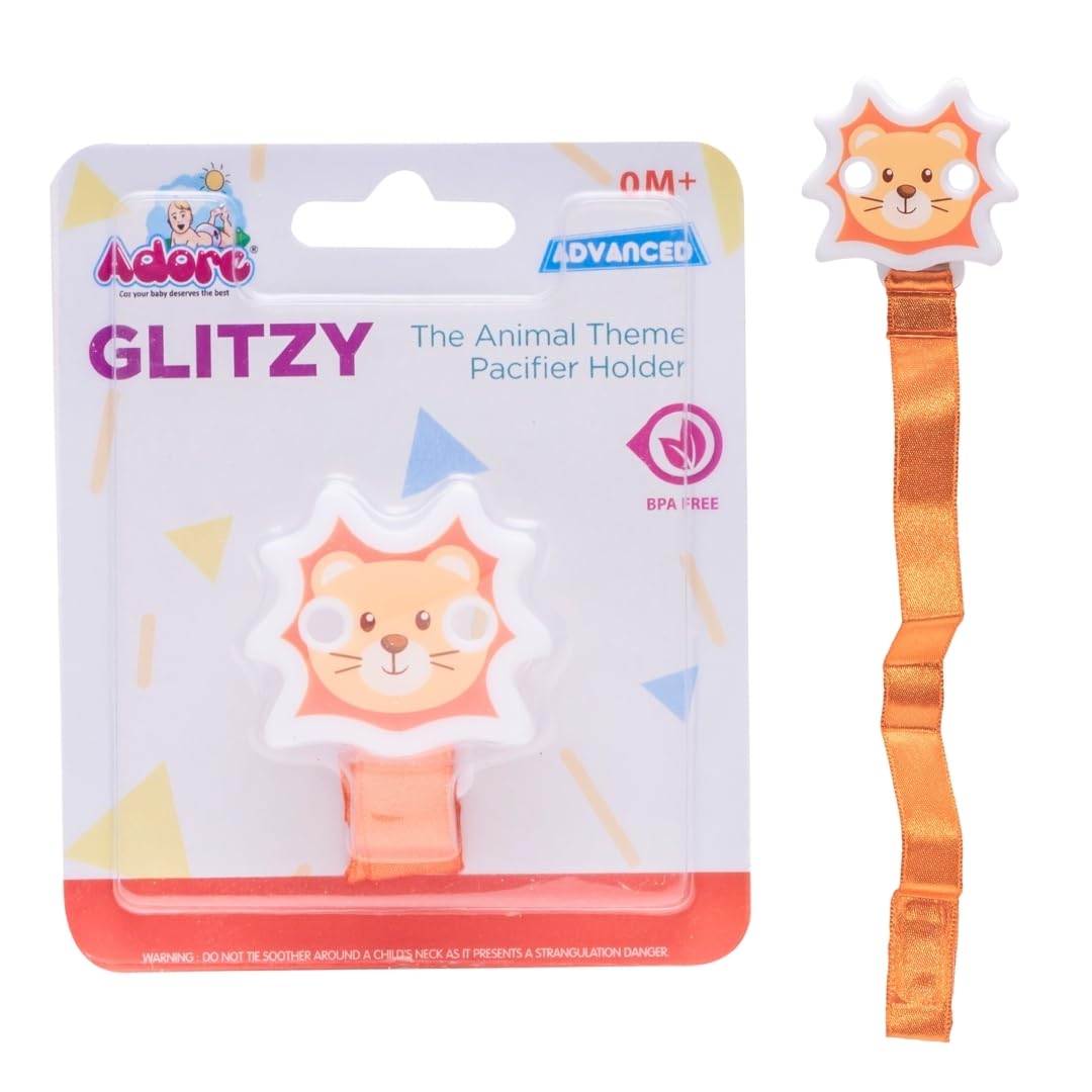 Adore Glitzy Animal Theme Baby Pacifier Holder, Pacifier Straps for Baby (Bear, Pack of 1)-image-31