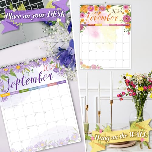 Guasslee Wall Calendar 2024-25, 2024 Wall Calendar, 19-Month Academic Wall Calendar From 2024 Jun - 2025 Dec, 14" X 11.5" Monthly Planner With Corner Protectors, Thick Paper For Home School Office - Image 4