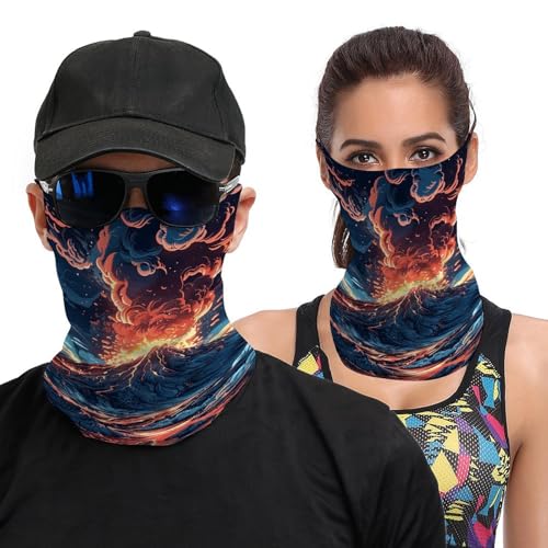 Neck Gaiter Depicts A Volcano Face Mask for Travel Face Cover Scarf for Men Women Elastic Headbands Wind-proof Bandana for Skiing Fishing Hiking Cycling