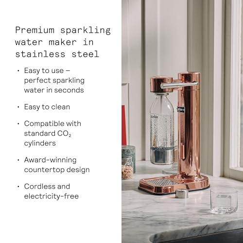 Image of Aarke Carbonator 3 - Premium Sparkling Water Maker, Copper | Stainless Steel, Cordless Soda Maker for Home, Carbonated Water Machine, BPA-free PET Bottle Included