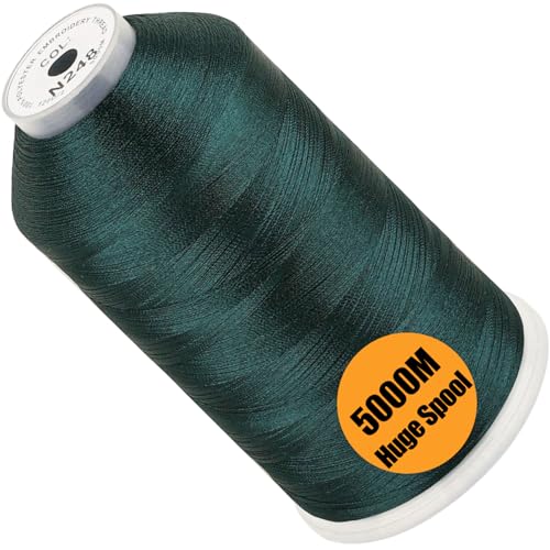Image of New brothread - Single Huge Spool 5000M Each Polyester Embroidery Machine Thread 40WT for Commercial and Domestic Machines - Dark Green(Janome Color)