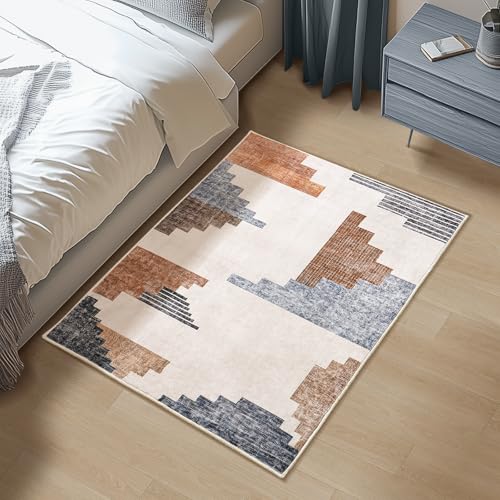 Tapete decorativo geométrico azul y gris 2x3 pies miniatura 3
