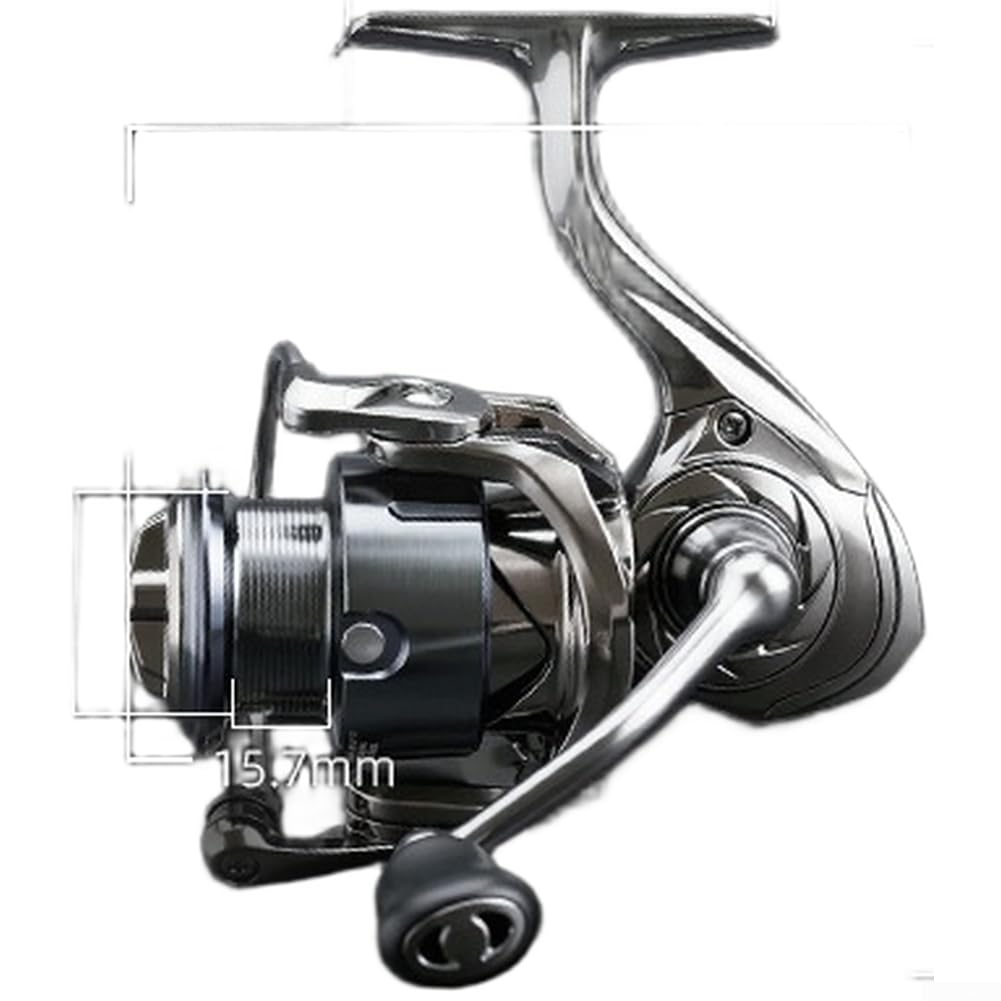 Moulinet de pêche en carbone en métal peu profond - Design anti-secousses - Grand diamètre pour lancer long - Gestion de ligne lisse - Poignée monobloc - Poignée stable - Argent