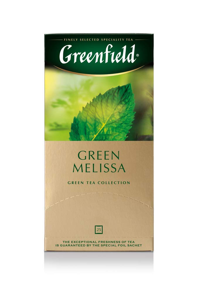 Greenfield Melissa, zielona herbata, 25 torebek herbaty w pudełku [10 sztuk]