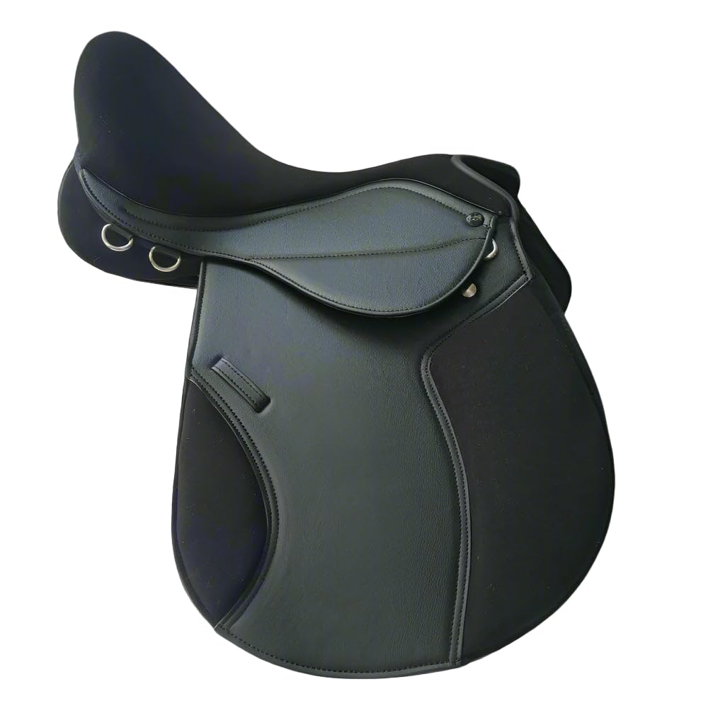 Synthetic Leather GP Changeable Gullet Saddle with Suede Seat Comfort Fit Self Adjusting Design 5 Gullet Options Included Lightweight 17 Inch Black