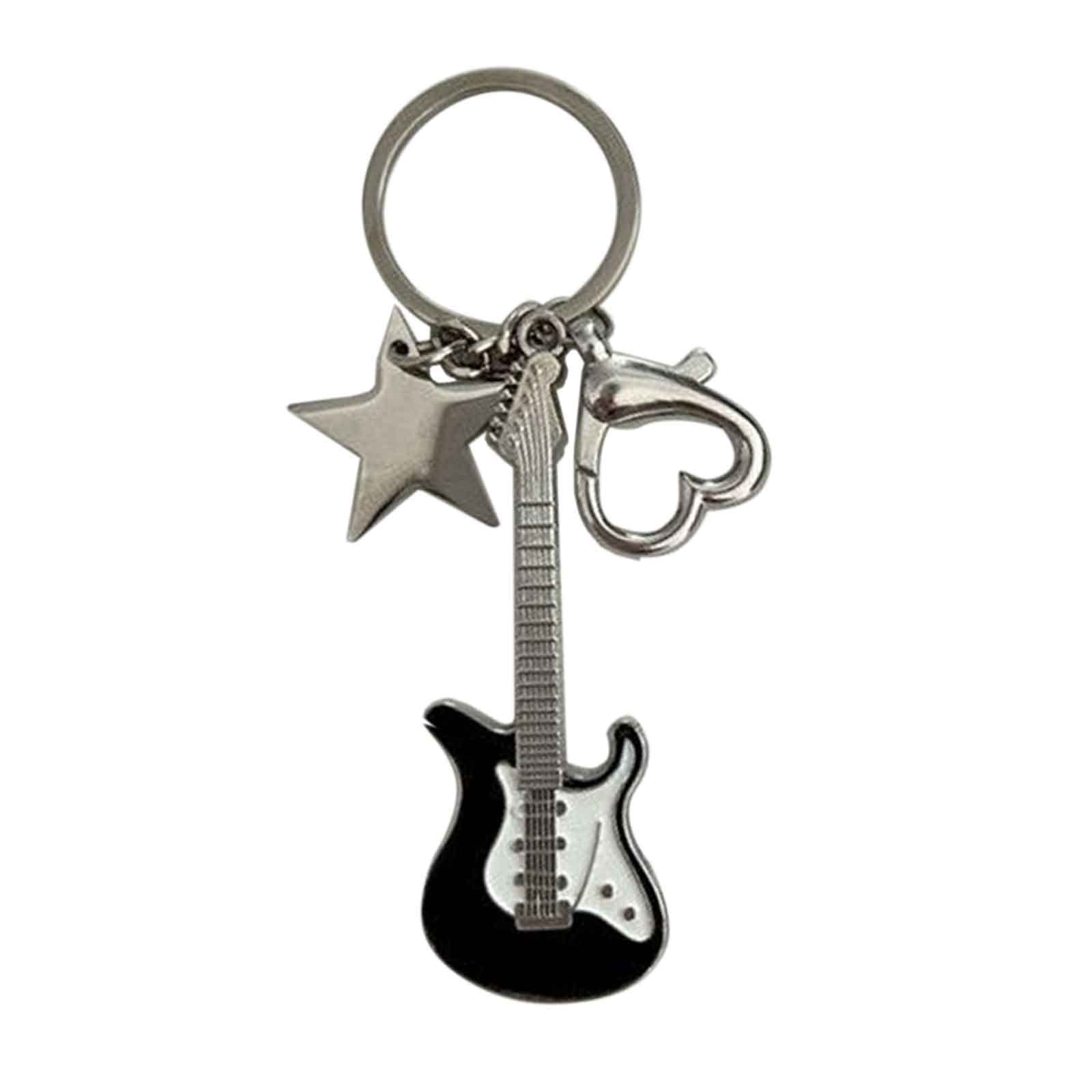WaTudouYe Y2k Guitar Pentagram Star Keychain for Woweet Cool Trend Fashion Pendant Keyring Vintage Aesthetic Accessories Gift