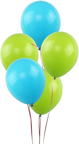 Miniatura 2 de KUMEED - Globos de látex de 12 pulgadas, color azul cielo y verde, globos de colores vivos y brillantes, globos para fiestas, cumpleaños, bodas,