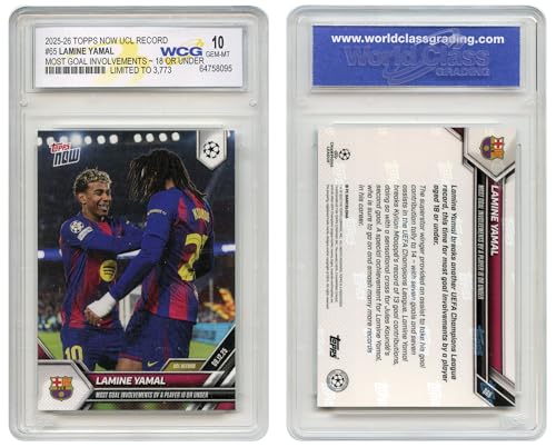 2025 Topps Now UCL Record LAMINE YAMAL - Most Goal Involvements by a Player 18 or Under - Card #65 - Graded GEM-Mint 10