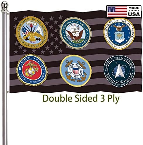 Military All Branches Flag 3x5 Outdoor Double Sided 3 Ply-Vivid Color Clear Pattern Reinforcement Sewing Durable Polyester with 2 Brass Grommets