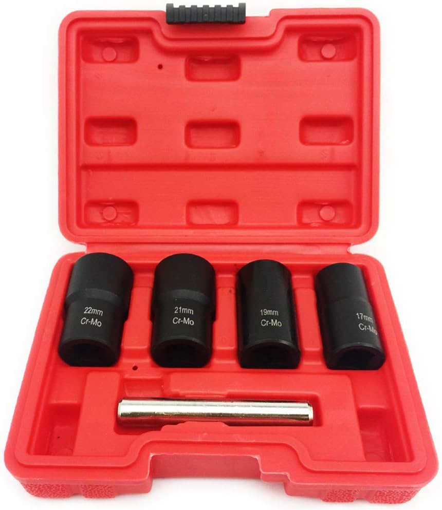 NORTOOLS 5 PCS 1/2” Twist Socket Set, 6Point Sockets Nut and Bolt Extractor Tool Kit,Bolt