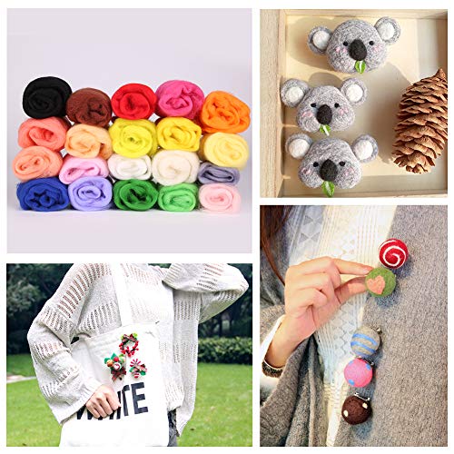 78PCS Needle Felting Kit, Wool Felting Kit, 20 Colors Wool Roving for Needle Felting(10g/Color), Needle Felting Starter Kit with Wool Felt Mold, Felting Needle, Foam Mat, Felting Tool Holder