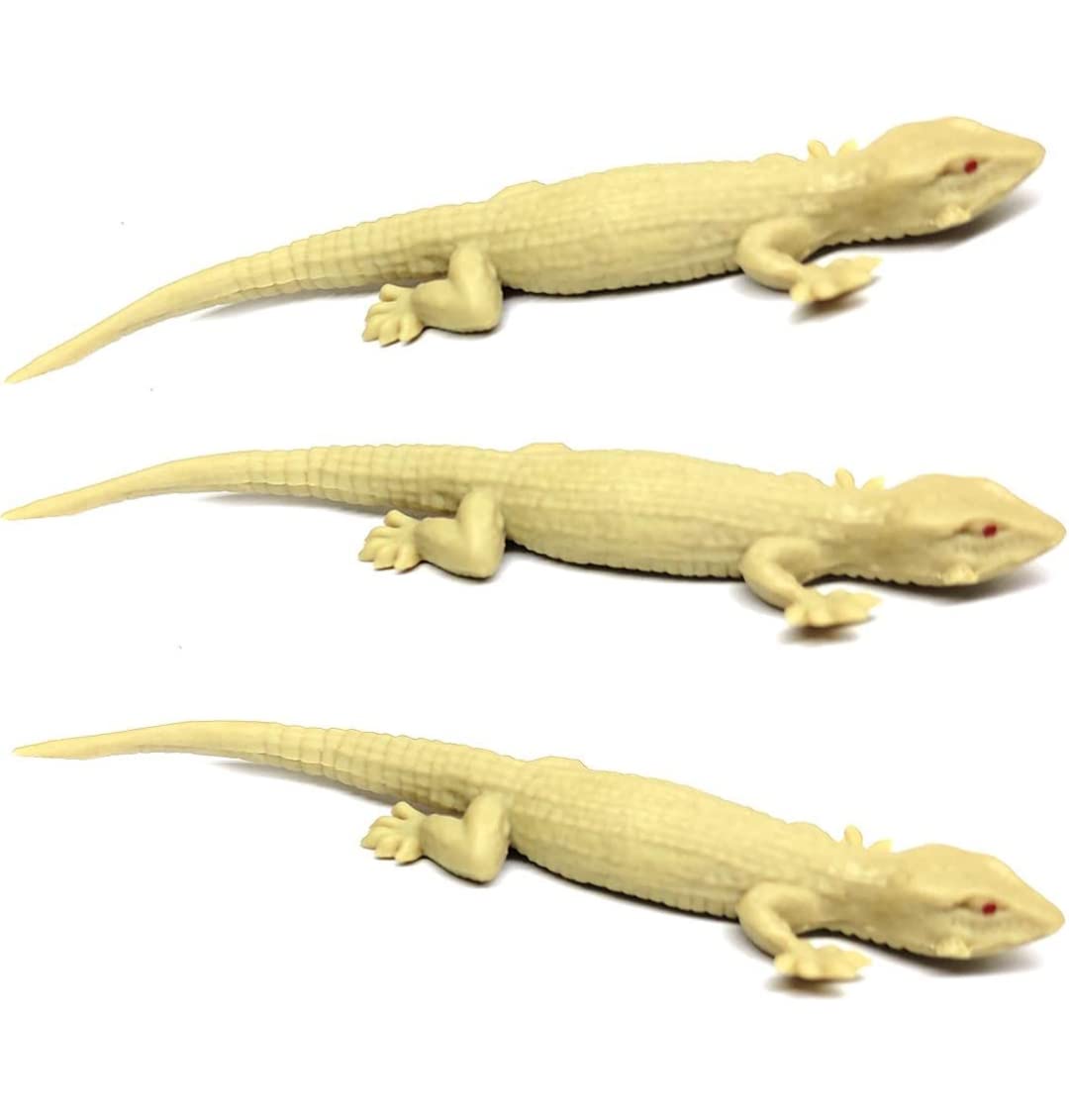 IMTION (Chipkali 3 Pcs Real Looking) Toys Fake Lizard House Gecko Rubber Practical Jokes&Prank Trick Toys, Set Of 3, Beige