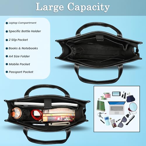 Image of Womanix Canvas Laptop Bag, 14 inch Laptop Bag, Work Shoulder Bag, Casual Briefcase, Handbag for Travel, Office, College With Long Adjustable Strap