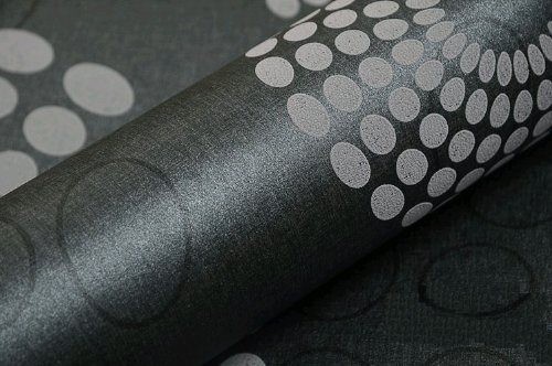 Qihang High Quality Modern Minimalist Circle Pattern Non-Woven Wallpaper Black Color 0.53M*10M=5.3Sqm #TOP3