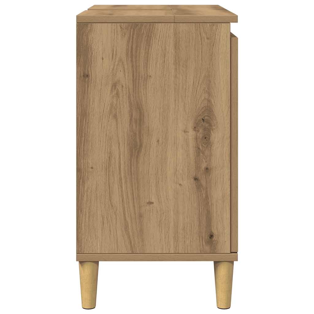 vidaXL Waschbeckenunterschrank, Waschtischunterschrank mit Stauraum, Unterschrank Holzbeine für Badezimmer, Badschrank Badezimmerschrank, Artisan-Eiche Holzwerkstoff