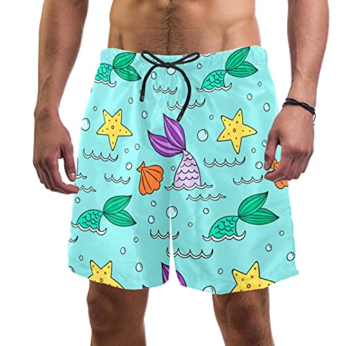 Short de bain pour homme XL vert violet motif sirène séchage rapide