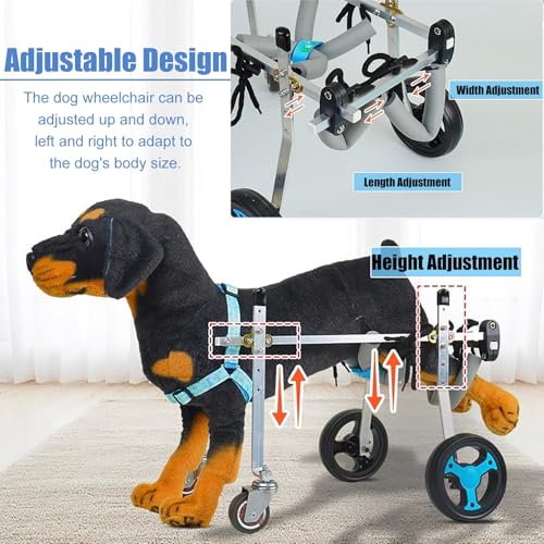 Fauteuil roulant pour chien à 4 roues réglable avec support des hanches - 4